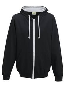 AWDis Hoods JH053 - Varsity zoodie Jet Black / Heather Grey