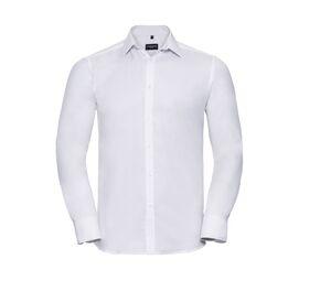 Russell Collection JZ962 - Mens' Long Sleeve Herringbone Shirt White