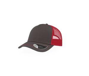 ATLANTIS AT180 - Casquette Rapper en coton canvas Dark Grey/Red