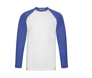Fruit of the Loom SC238 - Long Sleeve Baseball T-Shirt White / Royal Blue