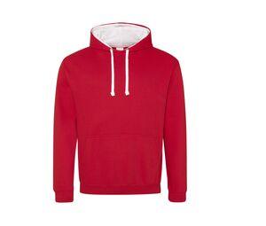 AWDIS JH003 - Hoodie met capuchon Fire Red/ Arctic White