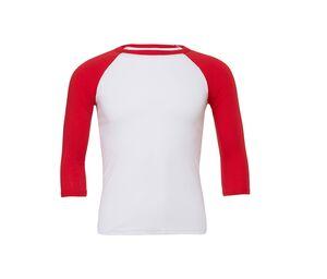 Bella + Canvas BE3200 - T-shirt met honkbalkraag White / Red