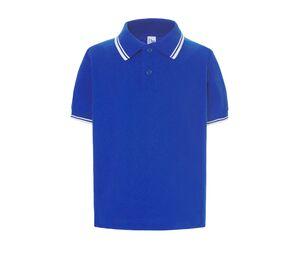 JHK JK205K - Contrasterend kinderpoloshirt Royal Blue / White