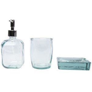 Authentic 126190 - Jabony 3 delige badkamerset van gerecycled glas Transparant