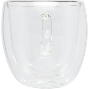 Seasons 113315 - Manti 250 ml 2-delige dubbelwandige glazen kop met bamboe onderzetter  Transparent