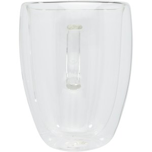 Seasons 113316 - Manti 350 ml 2-delige dubbelwandige glazen kop met bamboe onderzetter  Transparent