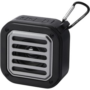 PF Concept 124347 - Solo IPX5 Bluetooth® speaker op zonne-energie van 3 W van RCS gerecycled plastic met karabijnhaak 